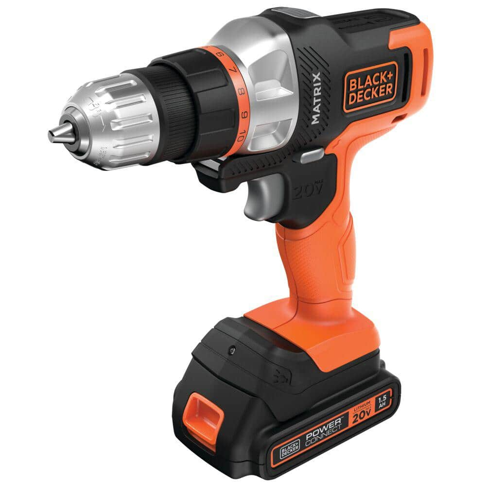 BLACK+DECKER 20V MAX Lithium-Ion Cordless Matrix Drill/Driver, (1) 1.5Ah Battery, and Charger BDCDMT120C