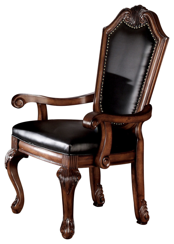 ACME Chateau De Ville Arm Chairs With Black PU  Set of 2  10039   Victorian   Dining Chairs   by Acme Furniture  Houzz