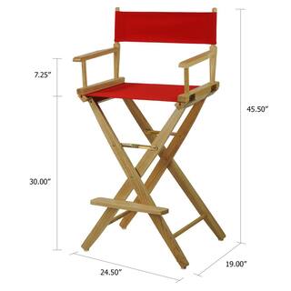 American Trails 30 in. Extra-Wide Natural Wood FrameRed Canvas Seat Folding Directors Chair 206-30032-11