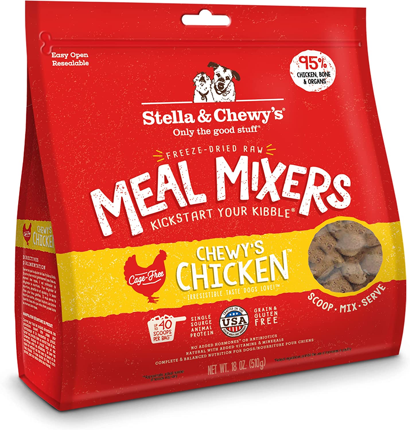 Stella and Chewy’s Freeze Dried Meal Mixer – Dog Food Topper for Small and Large Breeds – Grain Free， Protein Rich Recipe