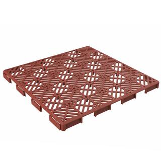 Pure Garden 1 ft. W x 1 ft. L Terracotta Outdoor Interlocking Diamond Pattern Polypropylene Patio and Deck Tile Flooring (Set of 30) 50-147-5