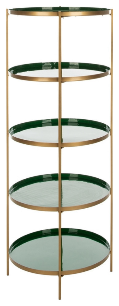 Luchi Round 5 Tier Etagere/Bookcase  Hunter Green/Brass   Contemporary   Bookcases   by Rustic Home Furniture Deco  Houzz