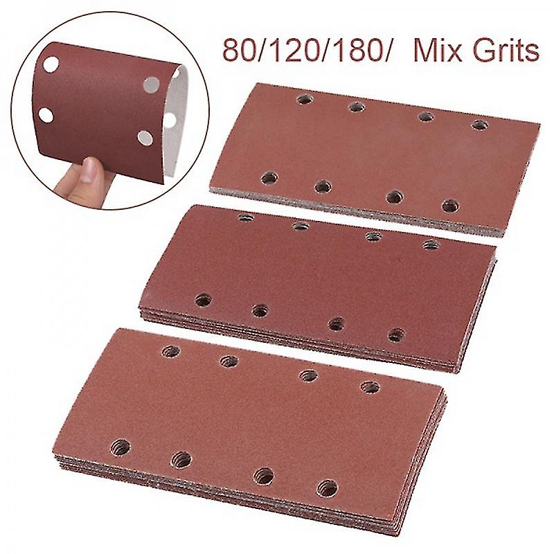 30 Pcs Sanding Pads， Sanding Paper Hook And Loop Sand Sheet 95x185mm Punched 8 Holes Grits 80/120/1