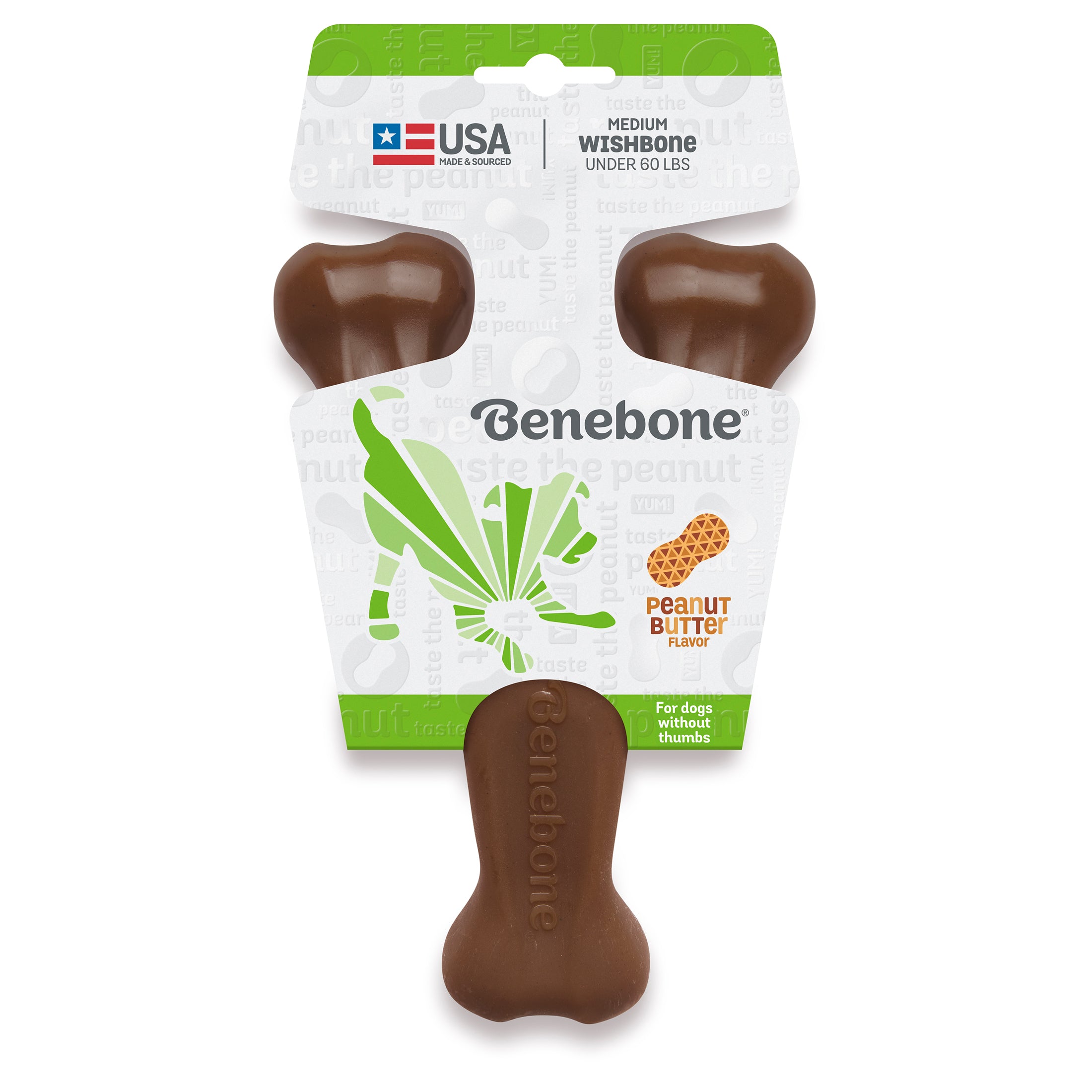 Benebone Real Peanut Durable Wishbone Dog Chew Toy， Medium