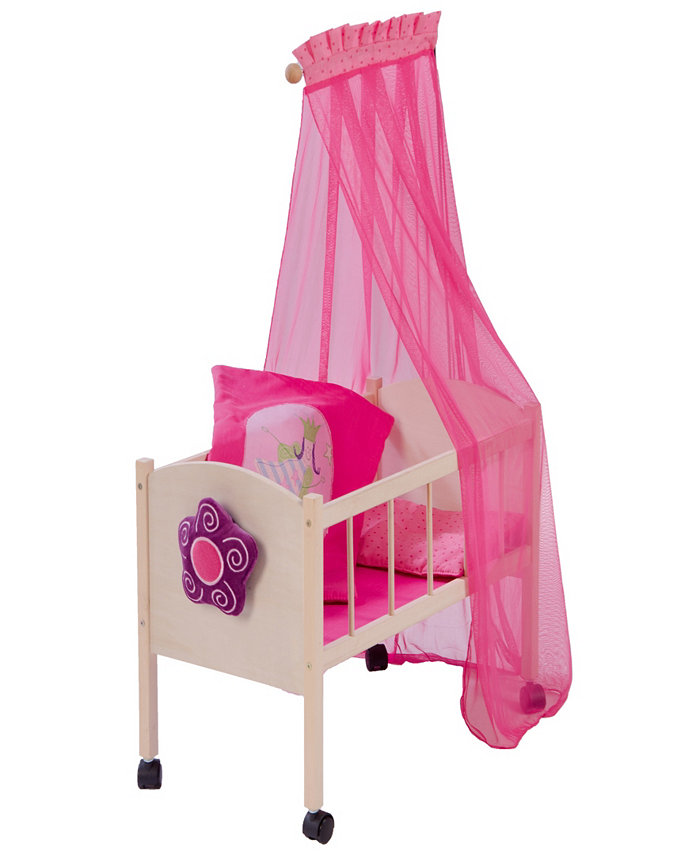 Roba-Kids Doll Canopy Bed Happy Fee with Blanket and Pillow Childrens Pretend Play