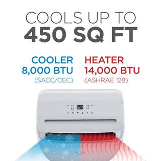 BLACK+DECKER 14000 BTU Cool 13000 BTU Heat 10000 BTU (SACCCEC) Cool Portable Air Conditioner Dehumidifier and Remote White BPT10HWTB