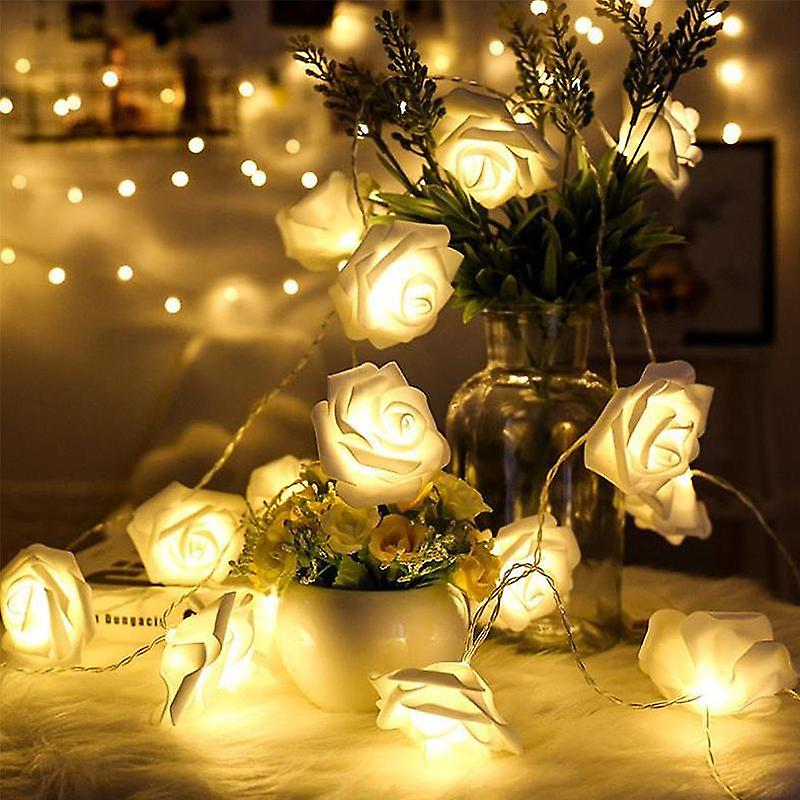 20 LED Foam Roses Fairy String Lights Christmas Wedding Party Garden Decor