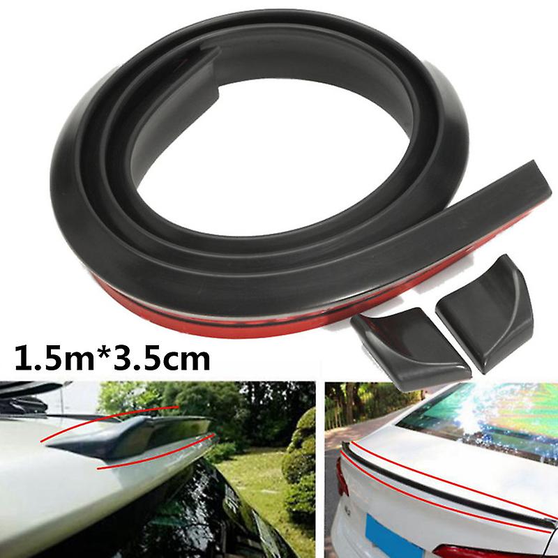 Born Pretty 4.9ft/1.5m Black Universal Car Roof Trunk Spoiler Wing Lip Trim Sticker Fit Front Rear Suitable For Most Cars