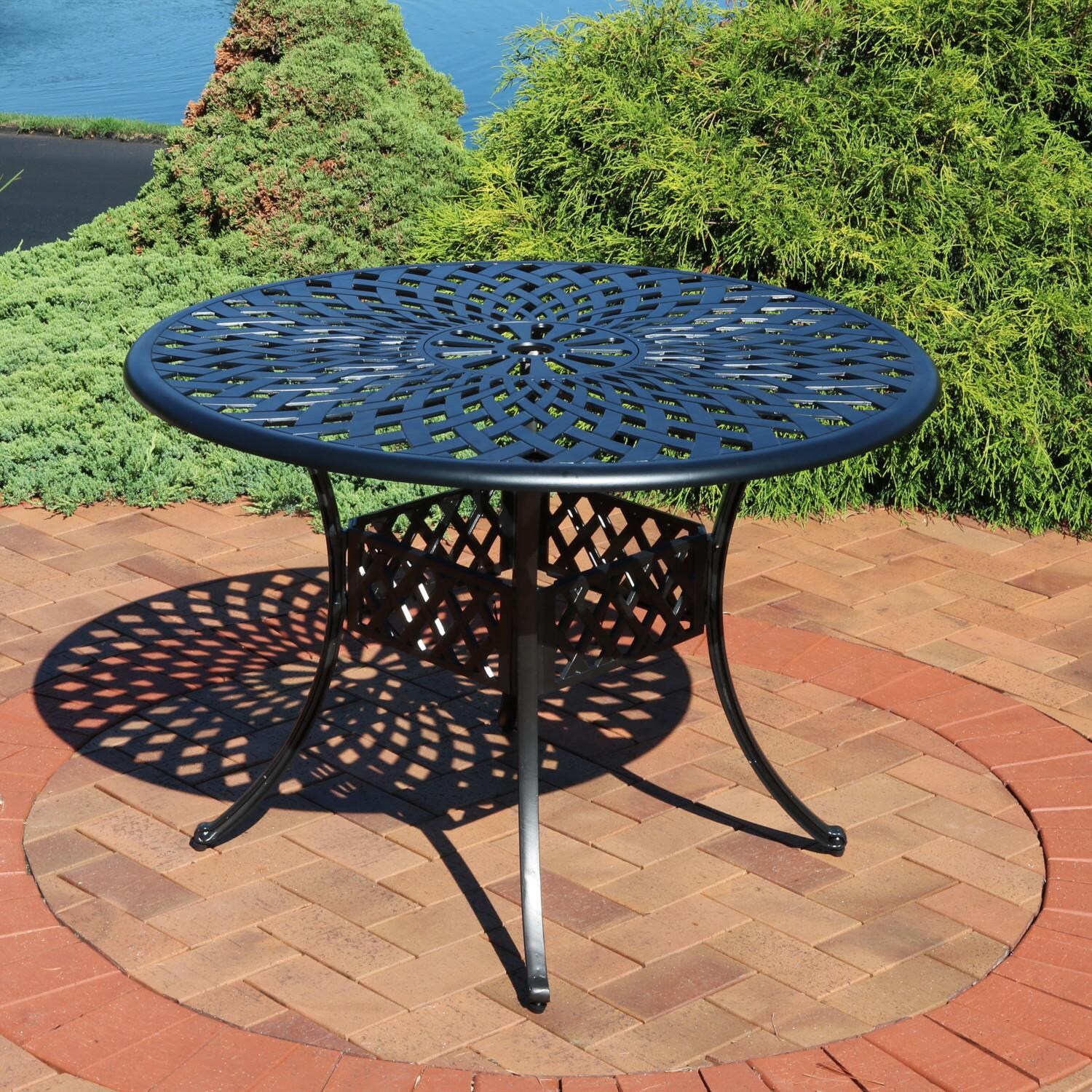 Ultimate Patio 41 1/2-Inch Round Cast Aluminum Outdoor Patio Table W/ Crossweave Design