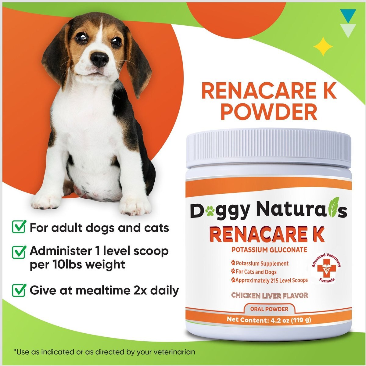 Pet Health Pharma RenaCare K Powder Kidney Cat and Dog Supplement， 4.2-oz