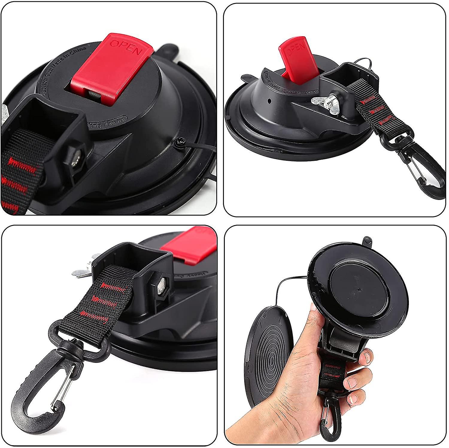 Miman Suction Cup Camping Set， 2 X Suction Cups Anchor Suction Hooks Extra Strong Up To 20 Kg - Car Tensioner Multifunctional Suction Cup Holder With