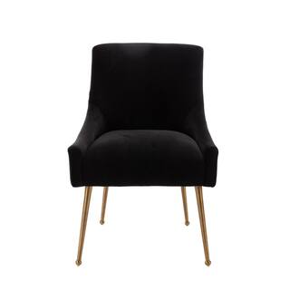 HOMEFUN Black Modern Velvet Upholstered Dining Chair with Metal Legs HFHDSN-120BK