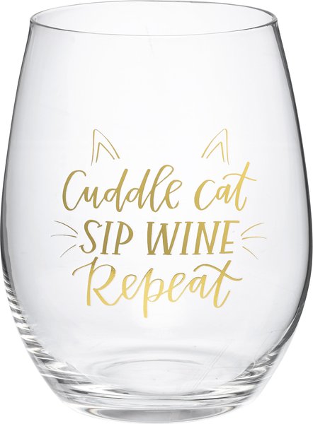 Primitives By Kathy Cat Sip Wine Glass， 15-oz