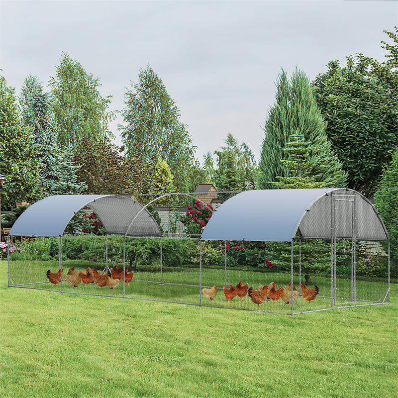 25 FT Large Metal Chicken Coop Run Galvanized Walk-in Dome Poultry Cage Hen Run House Rabbits Habitat Cage with Cover