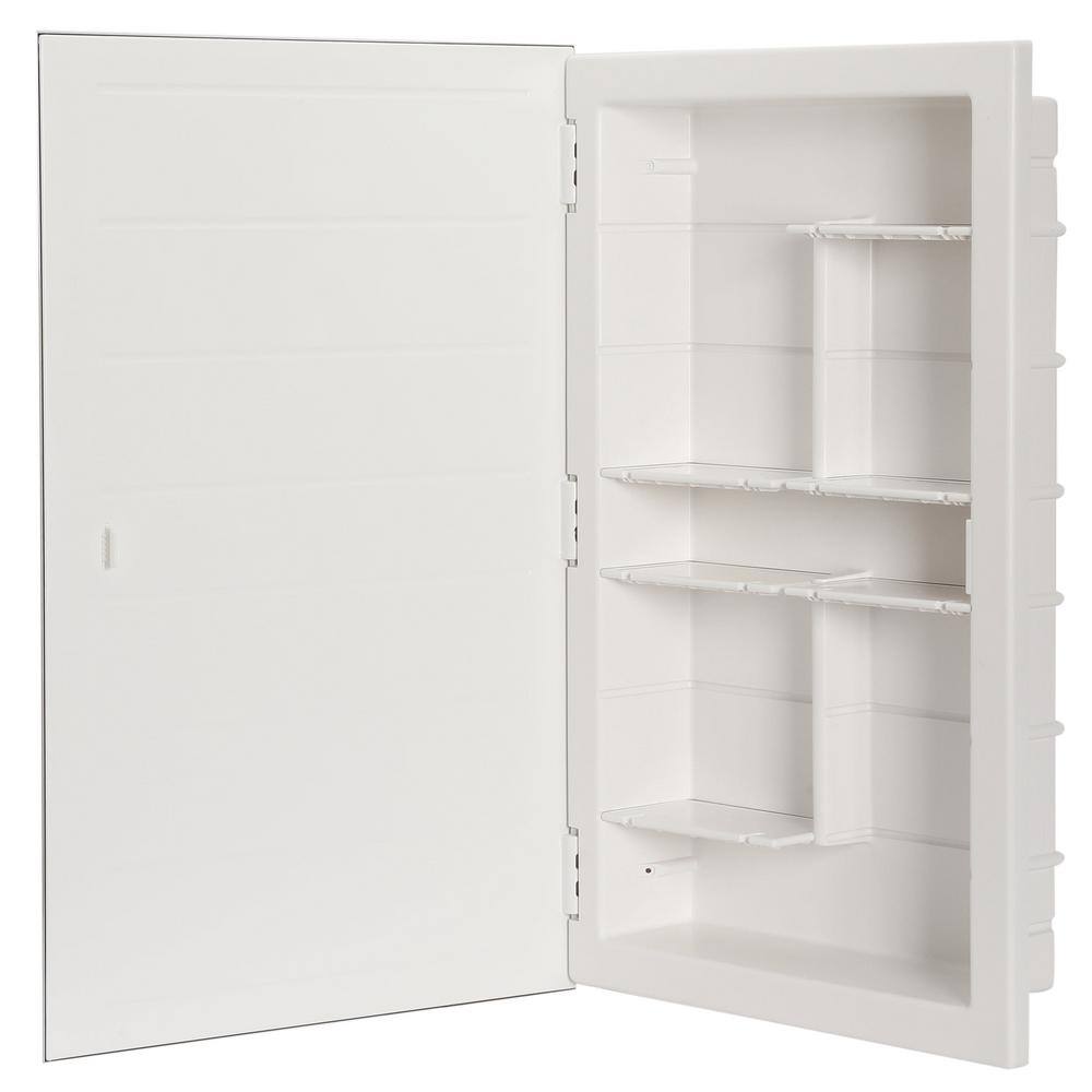 ZACA SPACECAB Media 16 in. x 26 in. x 3-12 in. Frameless Recessed 1-Door Medicine Cabinet with 6-Shelves and Polished Edge Mirror 21-2-26-00