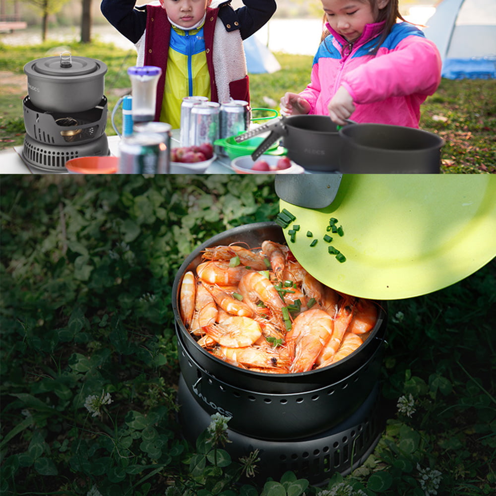 ALOCS Outdoor Camping Portable Kitchenware Set Hiking Picnic Cooking Utensil  Pot Bowl Pan