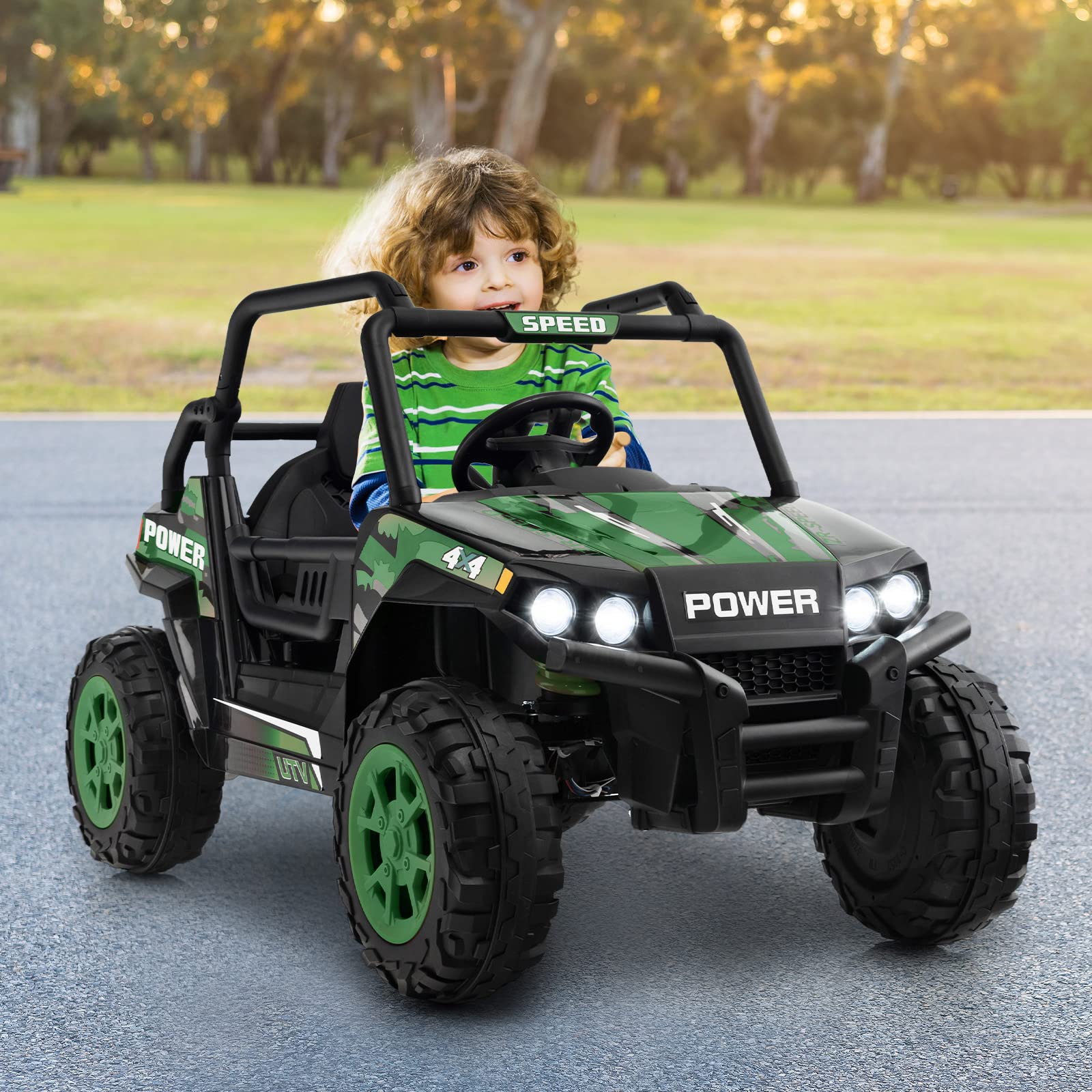 Costzon Ride on Car, 12V Kids UTV, Boys Girls Aged 3-8 Years, Ride on UTV