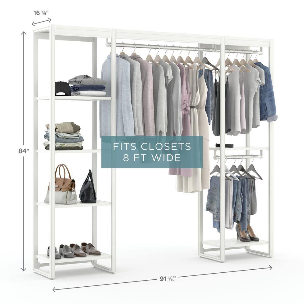 CLOSETS By LIBERTY 91 in. W White Adjustable Tower Wood Closet System with 9 Shelves HS7SP60-RW-08