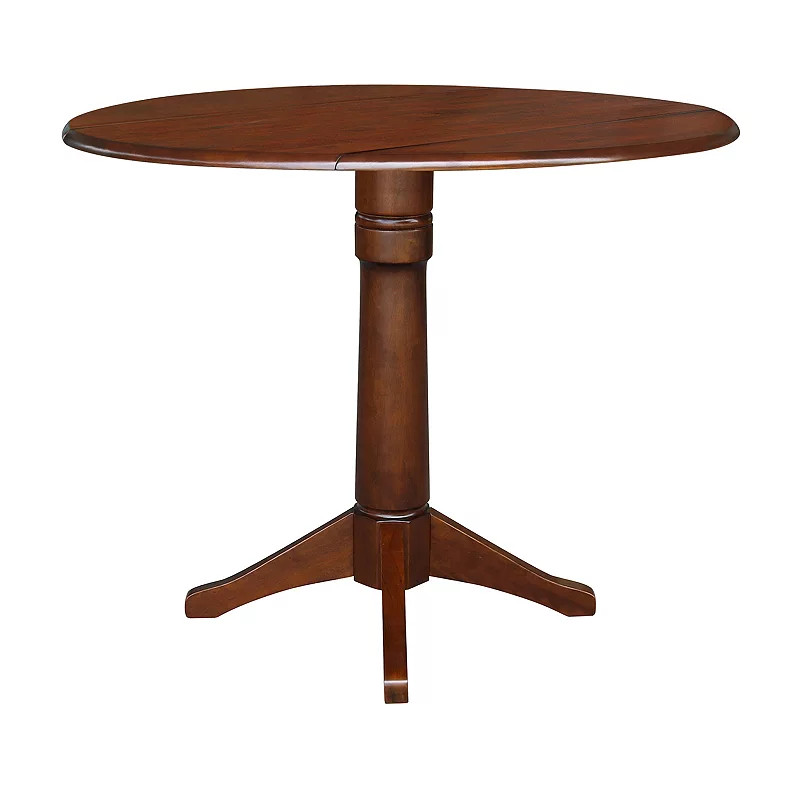 International Concepts Dual Drop Leaf Round Pedestal Dining Table