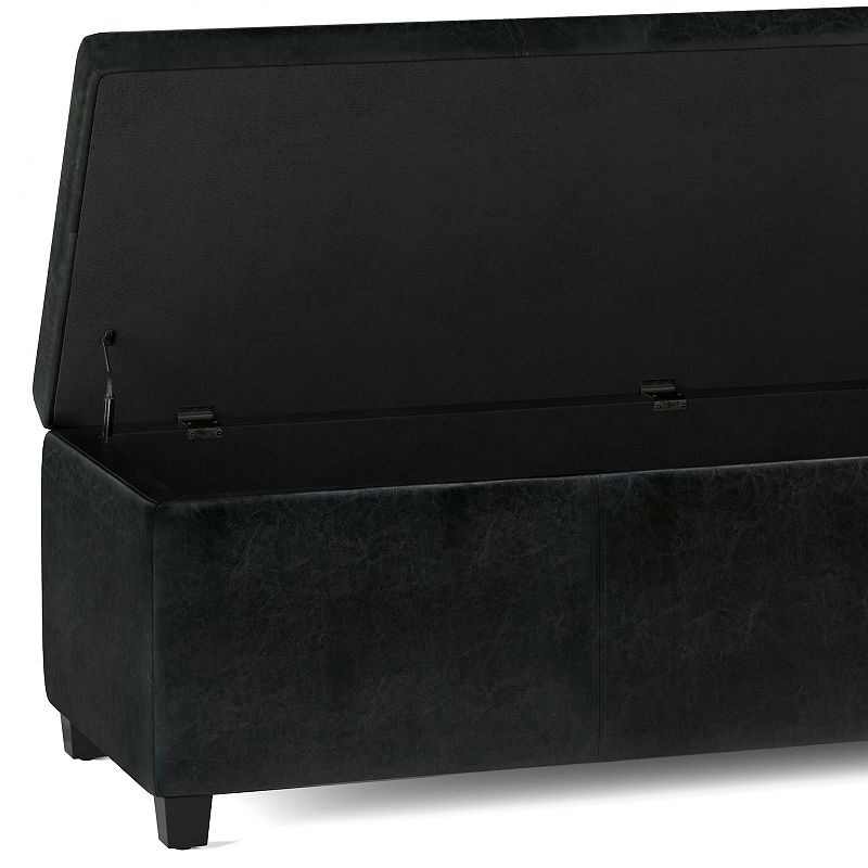 Simpli Home Avalon Extra-Large Faux-Leather Storage Ottoman Bench