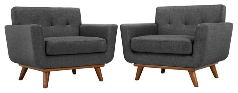 Modway Engage Modern Fabric Armchair in Azure Blue (Set of 2)   Midcentury   Armchairs And Accent Chairs   by Homesquare  Houzz