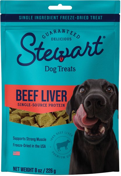 Stewart Beef Liver Freeze Dried Dog Treats， 8-oz pouch