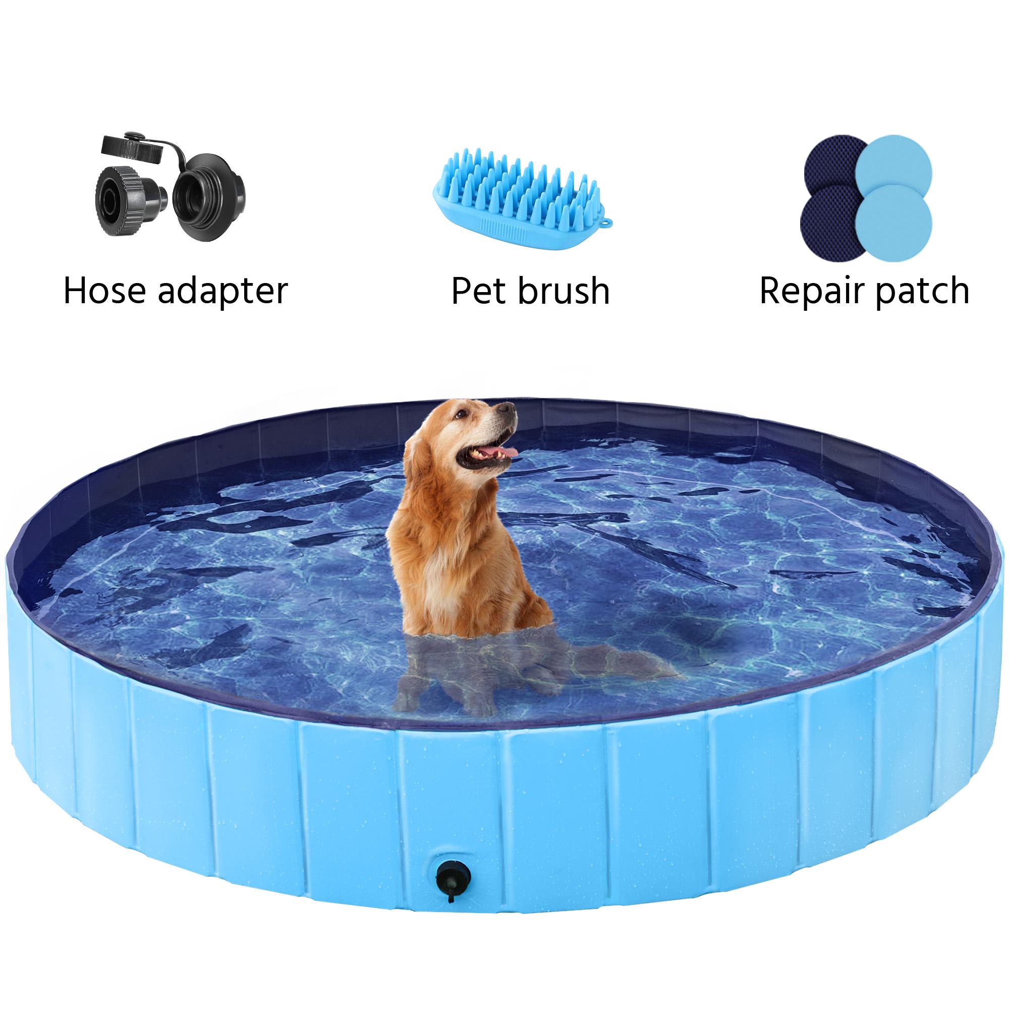 Topeakmart Blue Foldable Swimming Pool for Dogs， Large