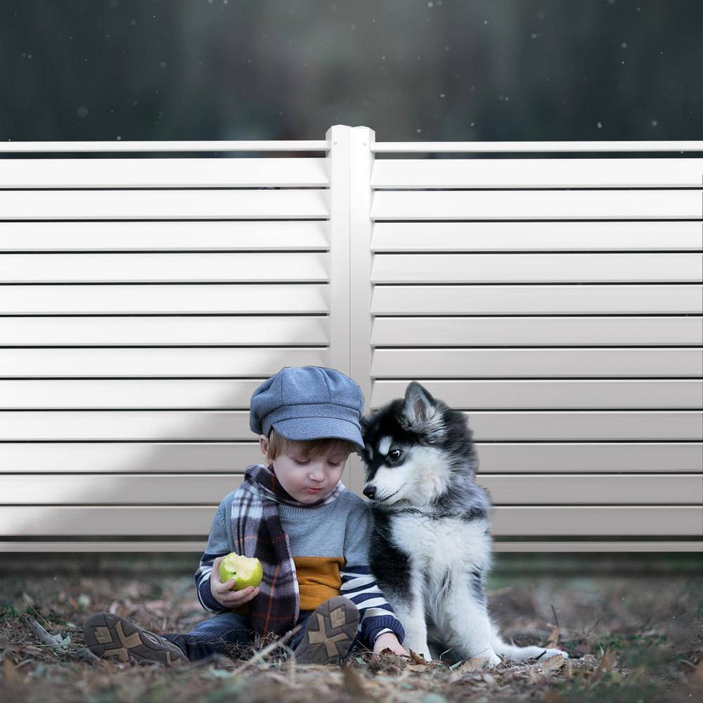 FENCY 4 ft. x 4 ft. Vinyl Privacy Fence Panel White Blinds HD-A-YP01004