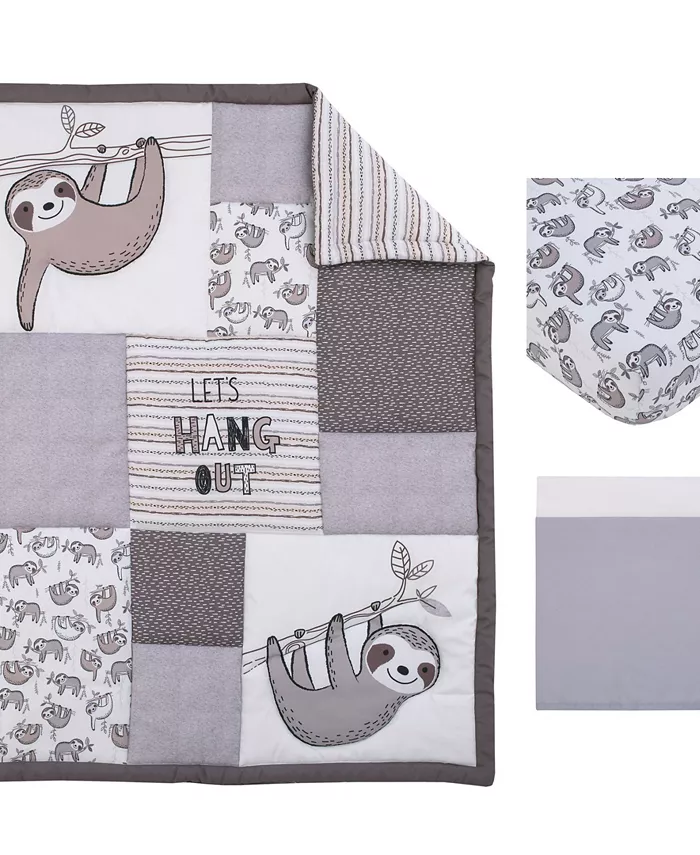 NoJo Sloth Let's Hang Out 3 Piece Nursery Crib Bedding Set