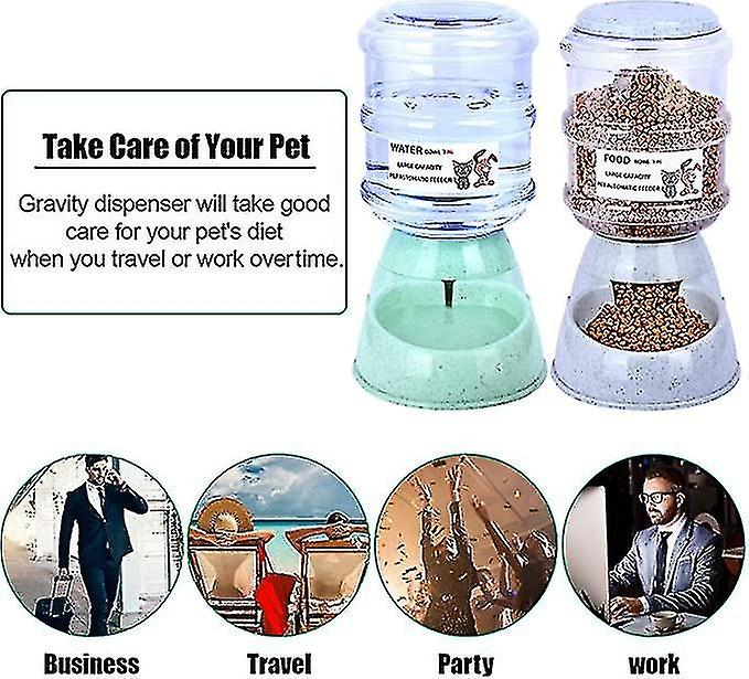 Automatic Pet Feeder Set， 3.5l Automatic Dog/cat Food Dispensers And Water Dispenser For Big Or Smal