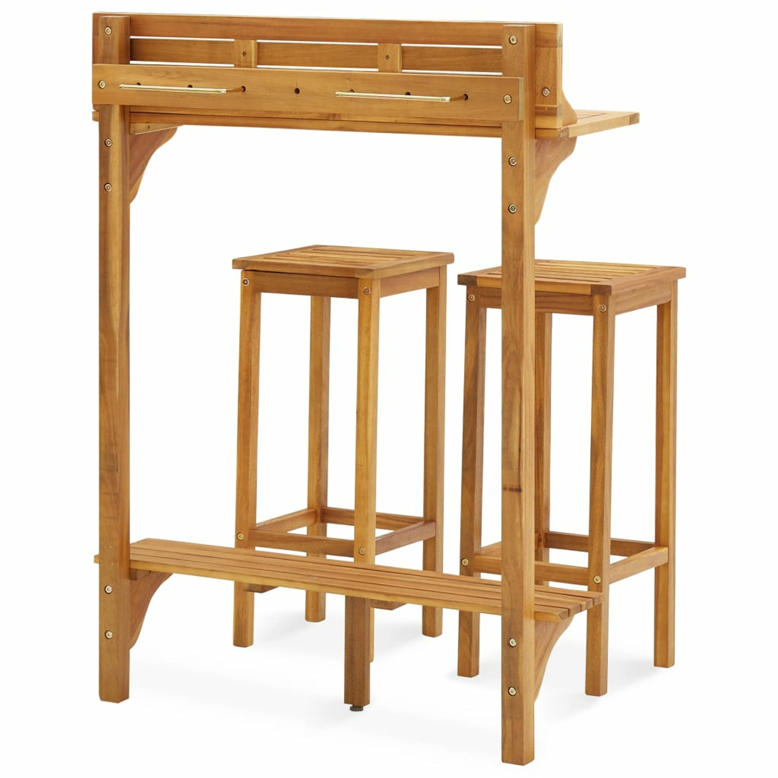 Festnight 3 Piece Balcony Bar Set Solid Acacia Wood