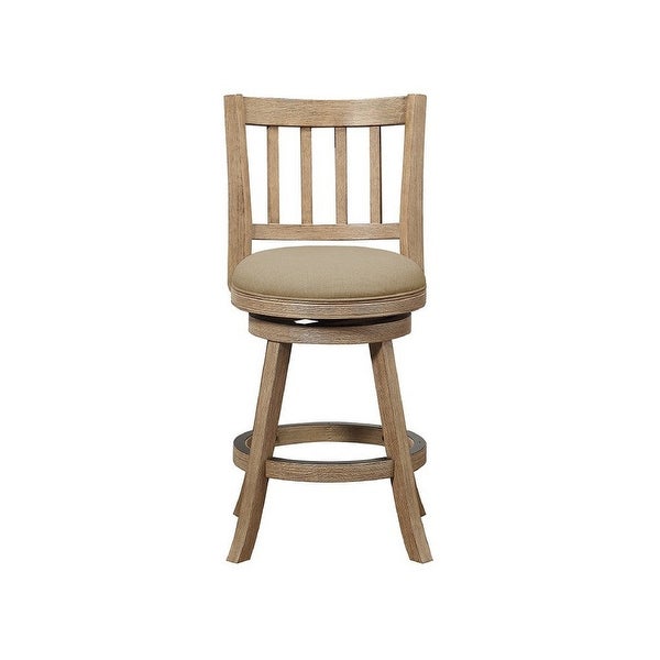 Adam 24 Inch Solid Wood Swivel Counter Stool， Slatted - 21.5 L x 18 W x 37.5 H