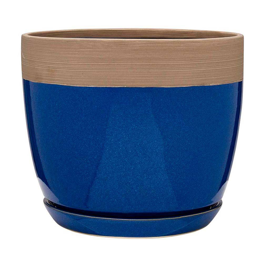 Southern Patio Ana Medium 12 in. x 11.2 in. 11 Qt. Navy Blue Ceramic Indoor Pot CRM-064831A