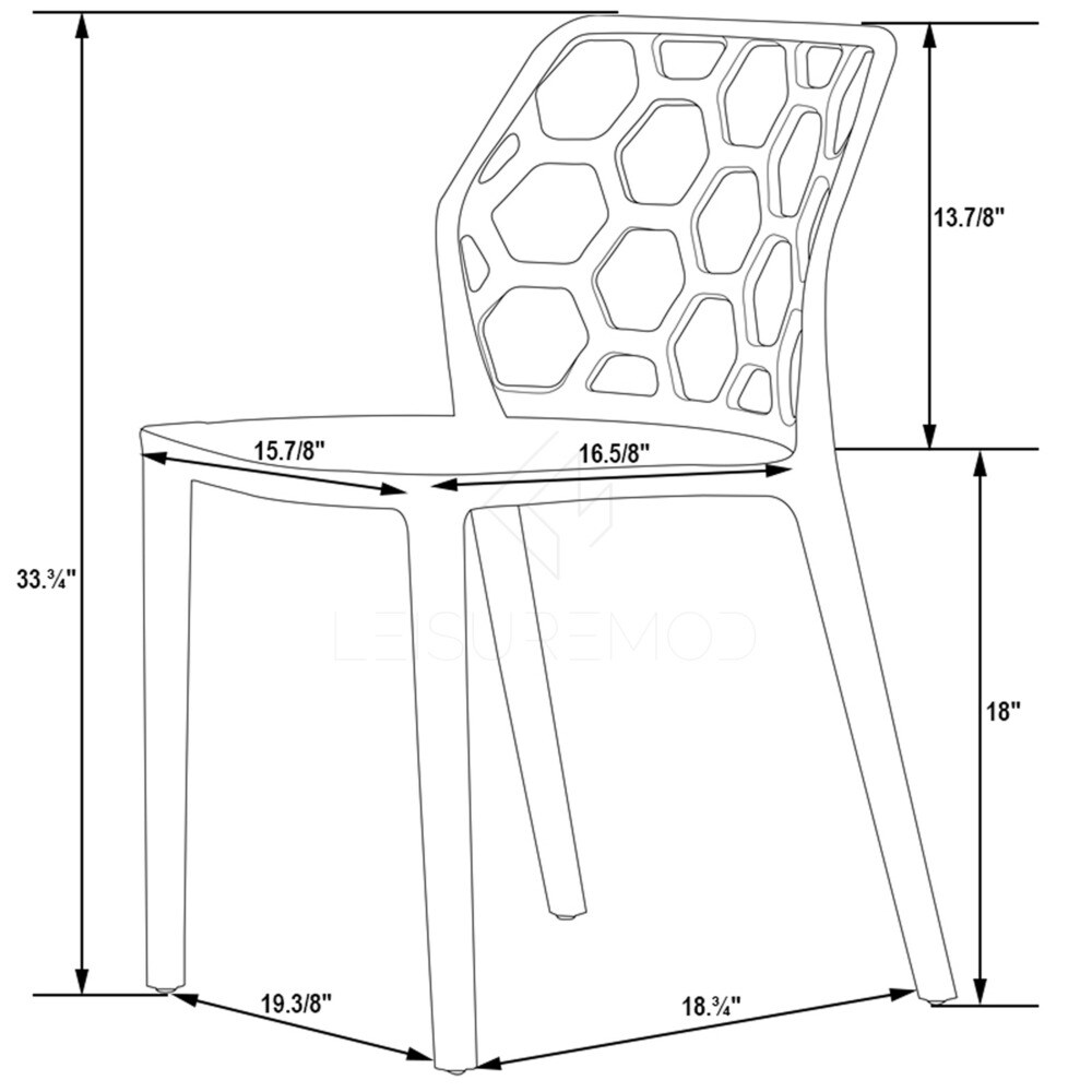 Dynamic Honeycomb Plastic Stackable Dining Side Chair Set of 2 by LeisureMod