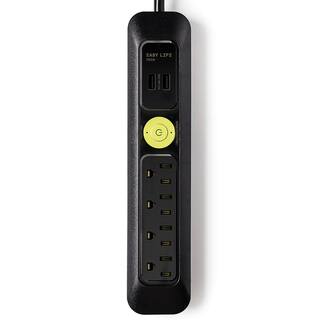 EasyLife Tech 6 ft. Black 4-Outlet 2-USB Power Strip Surge Protector 0-2628-N