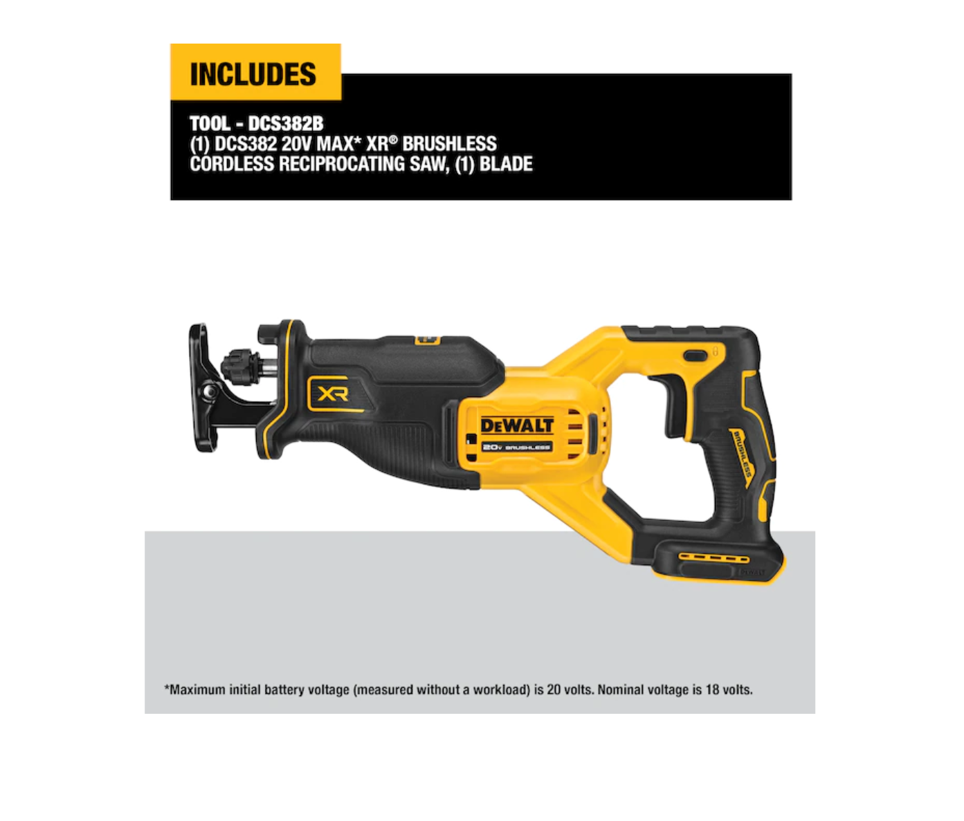 DW DCS382B XR 20-volt Max Variable Speed Brushless Cordless Reciprocating Saw (Tool Only)