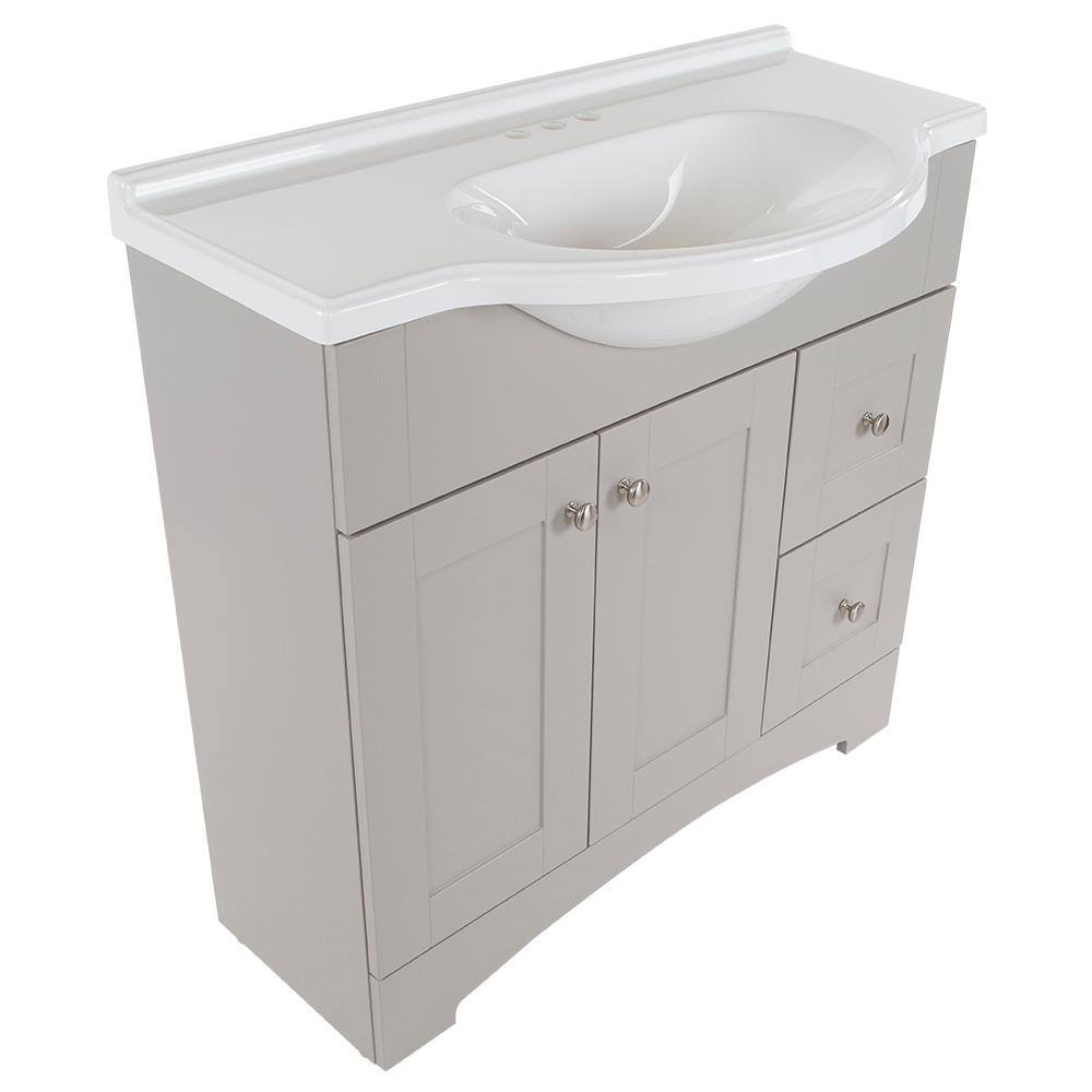 Glacier Bay Del Mar 37 in. W x 18.78 in. D Bath Vanity in Gray with Cultured Marble Vanity Top in White with Belly Bowl Sink DM36P2-KG