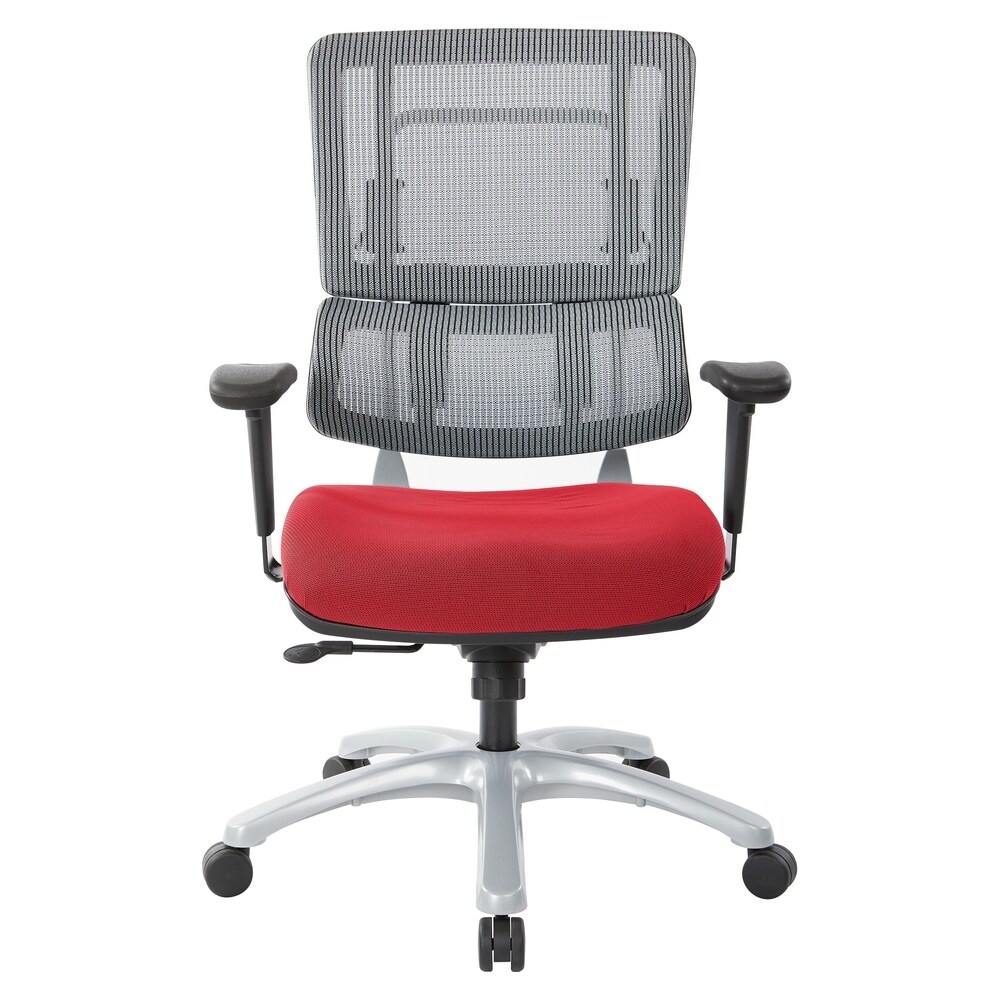 Upholstered Vertical Grey Mesh Chair with Silver Base