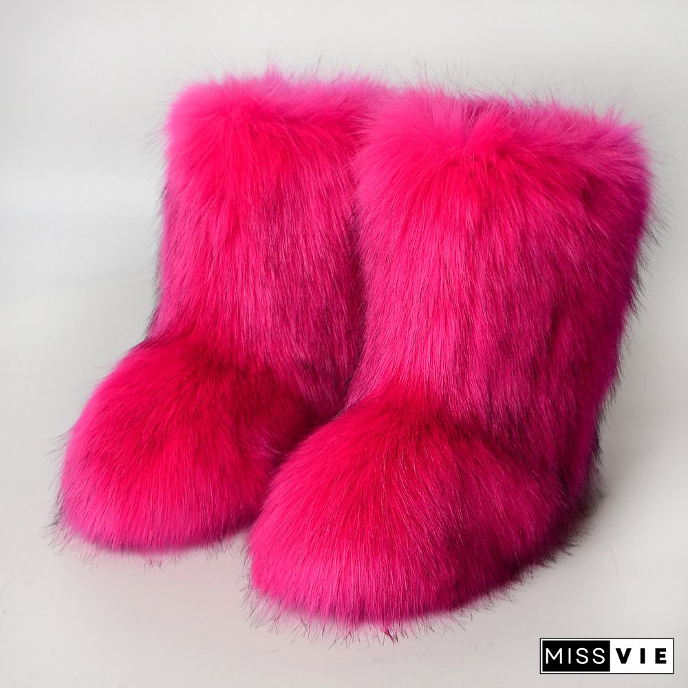 Fashion Casual Fur Boots Plus Velvet Ski Boots