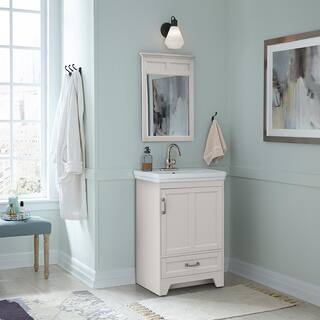 Home Decorators Collection Evie 24 in. W x 18 in. D Vanity Cabinet in Grey with Vitreous China Vanity Top in White with White Sink EIGVT2418D