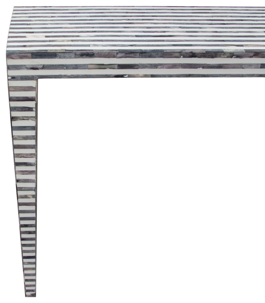 Mosaic Console Table With Bone Inlay  Linear Pattern   Contemporary   Console Tables   by VirVentures  Houzz