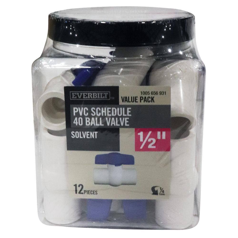 Everbilt 12 in. x 12 in. x 3 in. PVC Schedule 40 Slip x Slip Ball Valve Pro Pack (12-Pack) PVCBV1212JR