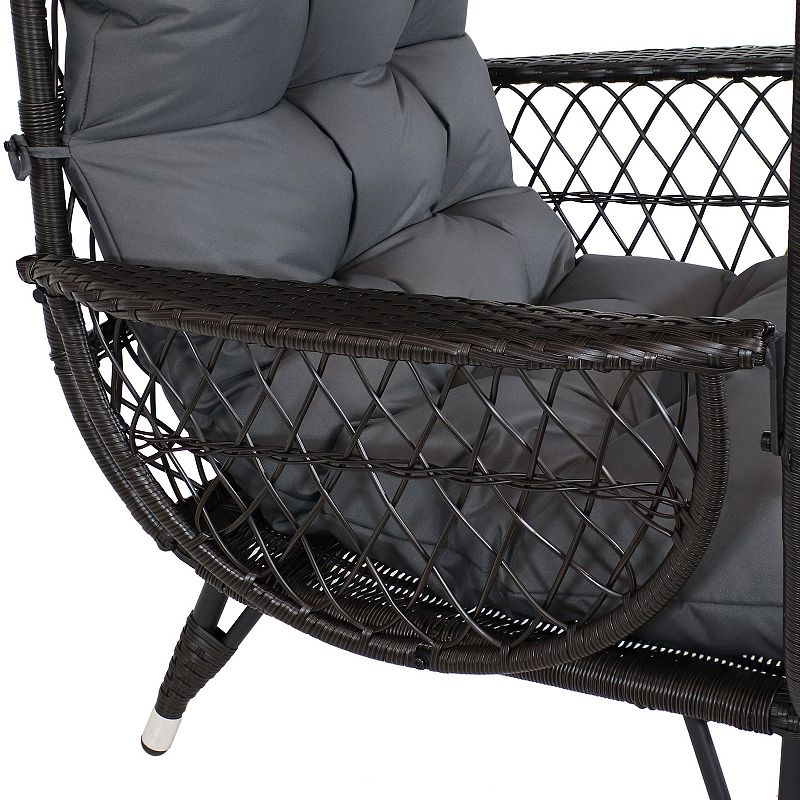 Sunnydaze Shaded Comfort Wicker Egg Chair With Legs - 56.5”