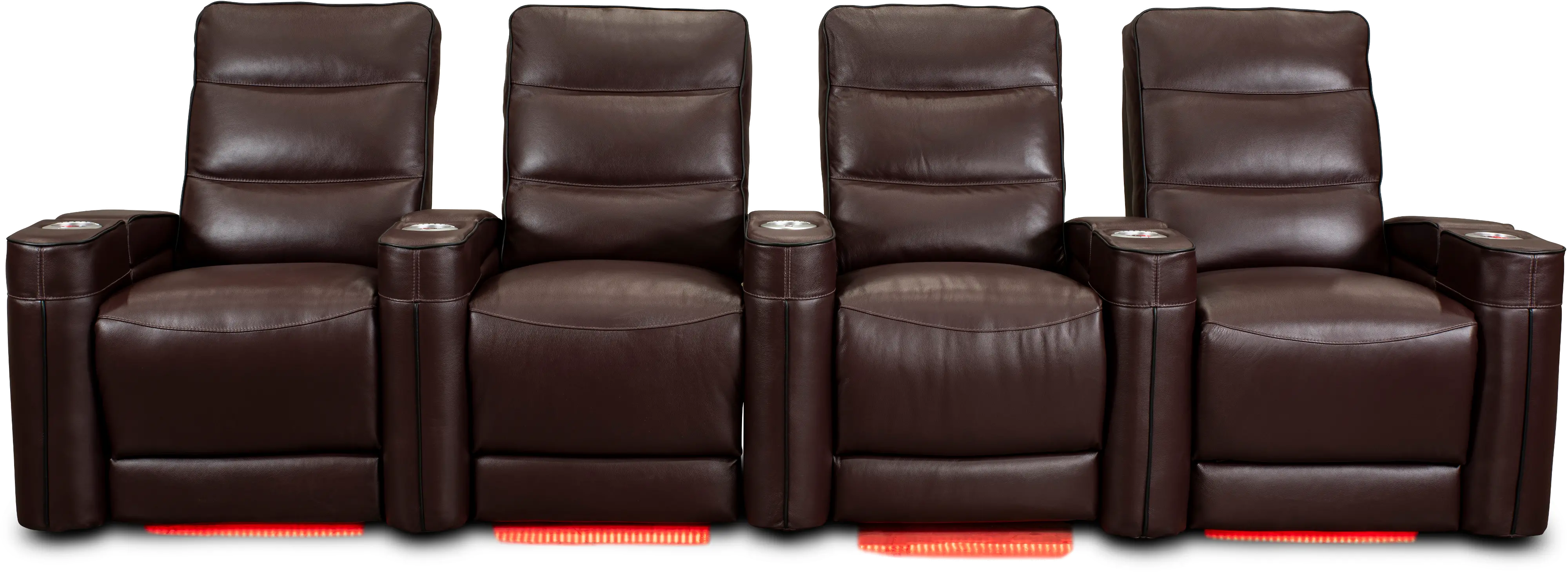 Beckett Wine Red Leather-Match 4 Piece Home Theater Seating