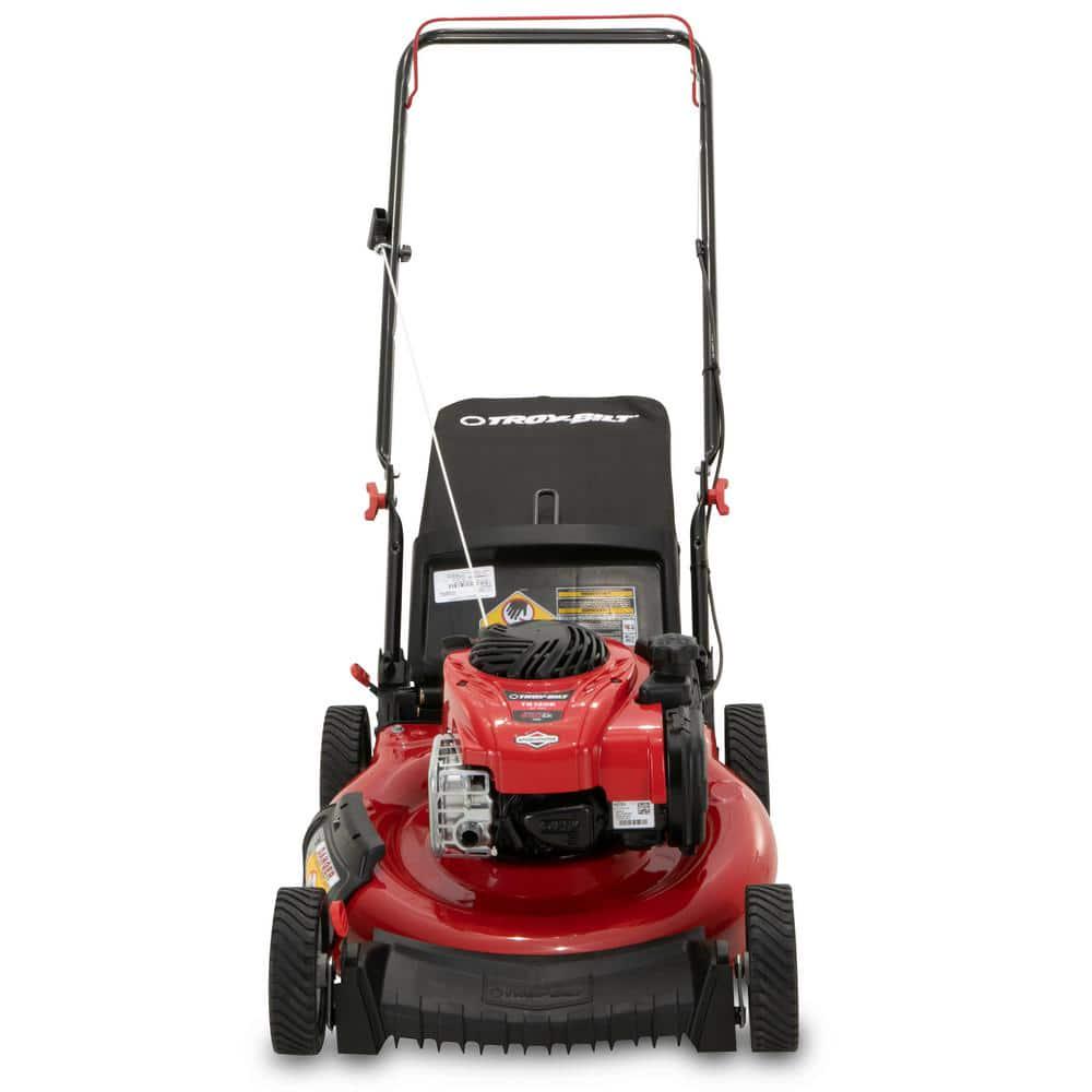 TroyBilt 21 in 140 cc Briggs and Stratton Gas Walk Behind Push Mower with Rear Bag and Mulching Kit and Side Discharge Included