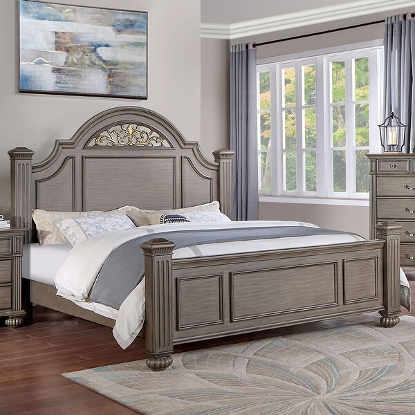 Furniture of America Vame Traditional Grey 5-Piece Bedroom Set - - 36139331