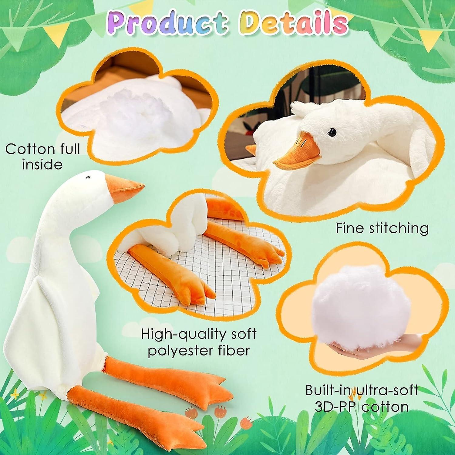 Stuffed Animal 20 Inch Cute Duck Plush Toy， Goose Plush Soft Swan Hugging Pillow， Gift For Kids And Friends， White