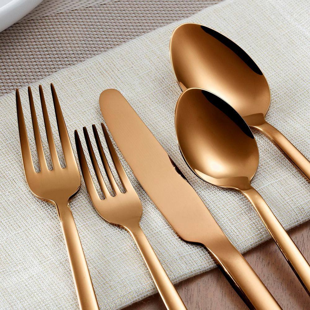 Home Decorators Collection Brenner 40-Piece Copper Finished Stainless Steel Flatware Set (Service for 8) KS6612-40P PVD