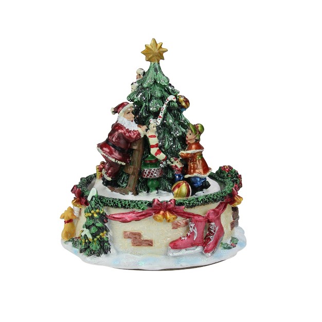 Musical Santa Claus And Christmas Tree Winter Scene Rotating Tabletop Decoration