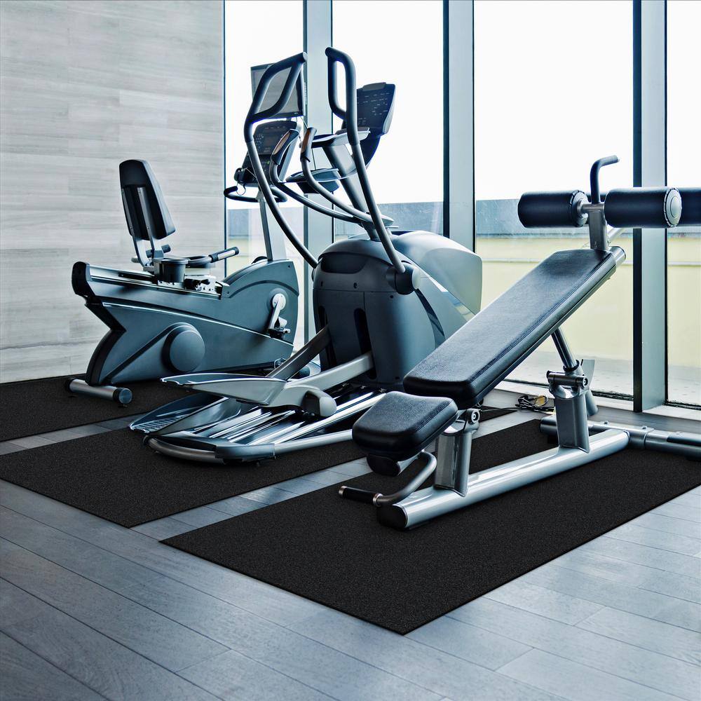 TrafficMaster Black 37 in. x 90 in. Exercise Equipment Mat 60055090037x90